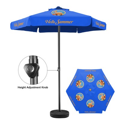 7' Heavy-Duty Aluminum Market Umbrella With 6 Panels (Full Color)