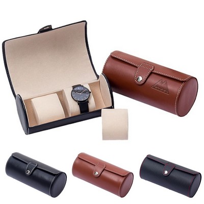 Pu Leather Travel Watch Roll Organizer Display Case