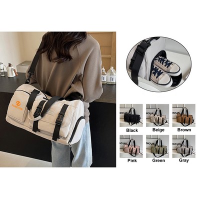 Travel Duffel Bag Sport Gym Bag Polyester Tote Bag Swimming Bag with Shoe Pouch&Wet Pocket