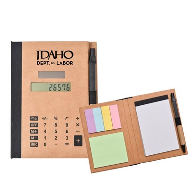 Recycled Solar Calculator with Pen, Notepad, & Flags