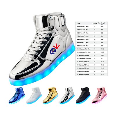 Unisex LED Light Up Shoes Fashion High Top LED Sneakers USB Rechargeable Glowing Luminous Shoes