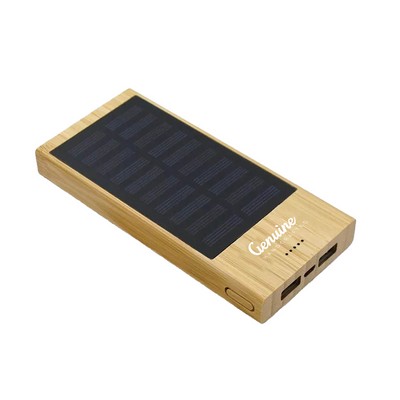 10000mah Bamboo Solar Panel Power Bank