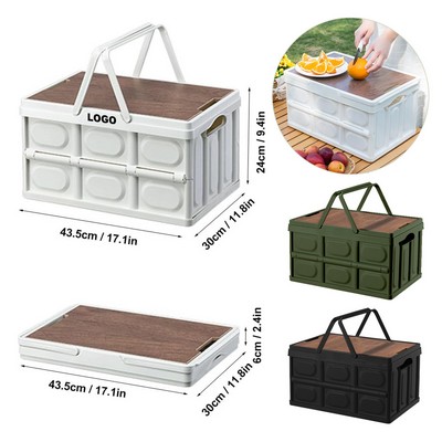 30L Foldable Storage Box with Wooden Top