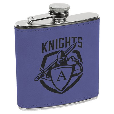 6 oz. Purple/Black Leatherette Stainless Steel Flask