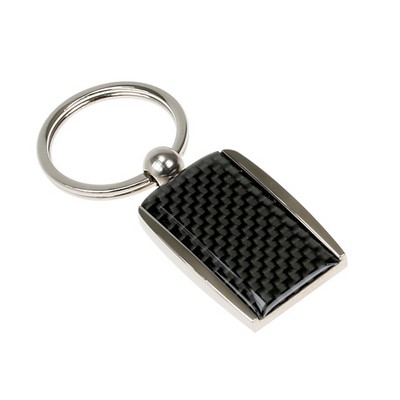 Shiny Metal Key Chain w/Carbon Fiber Design