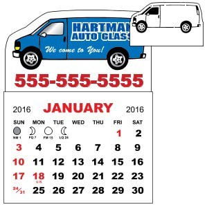 1 Month View Magnet Calendar Pad w/Van Shape