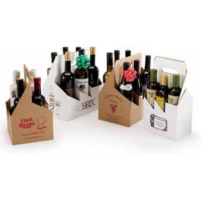 Natural Kraft Corrugated 6 Wine/Bottle Carrier (10 1/2"x 7"x 12")