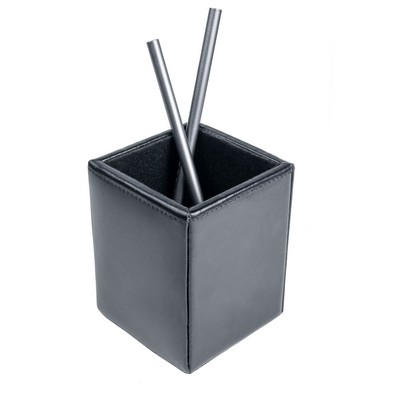 Bonded Leather Black Pencil Cup