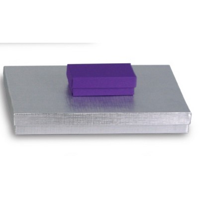 Silver Linen Foil Jewelry Box (3 1/2"x3 1/2"x2")