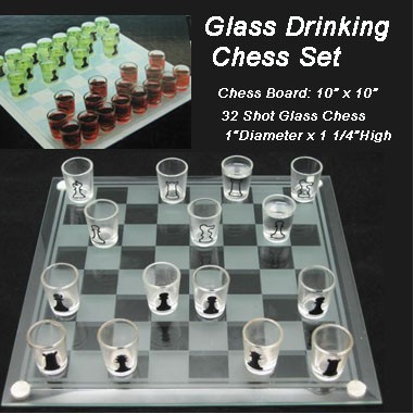 10" Glass Drink Chess Set (Screen printed)