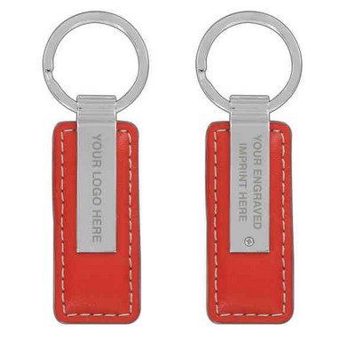 Red Synthetic Leather Rectangle Keychain (Domestic Production)