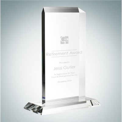 Vertical Rectangle Optical Crystal Award Plaque w/ Base (Small)