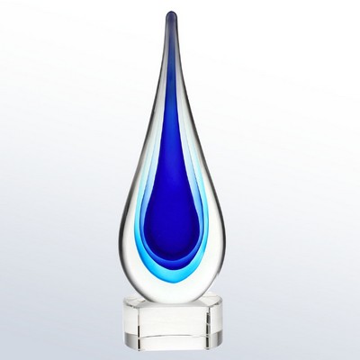 Small Blue Teardrop Designer Art Glass Award