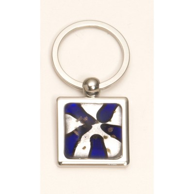 Violet Art Glass/ Chrome Plated Key Rings