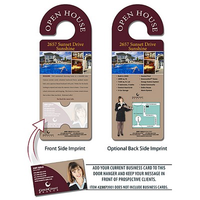 Real Estate Door Hanger - 4x10.5 Round Handle Door Hanger with Business Card Insert