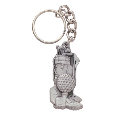 Golf Bag Pewter Silver Key Chain