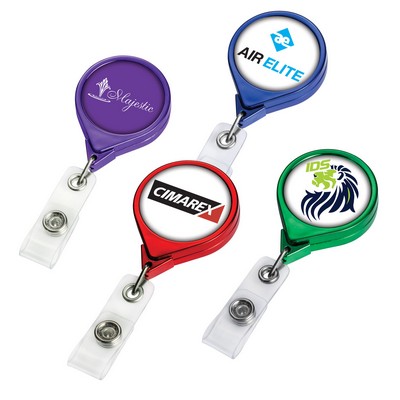 Color Chrome Jumbo Round Retractable Badge Reel