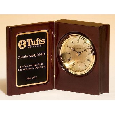 Mahogany Book Clock 4 1/4" W x 5 3/8" H