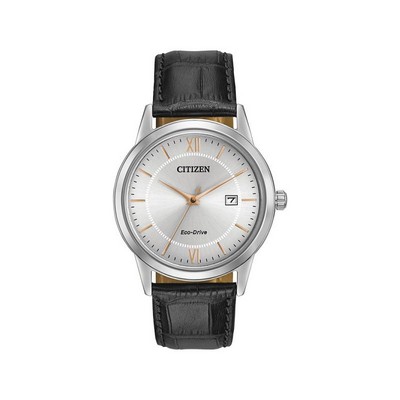 Citizen Men's Eco-Drive With Black Leather Strap