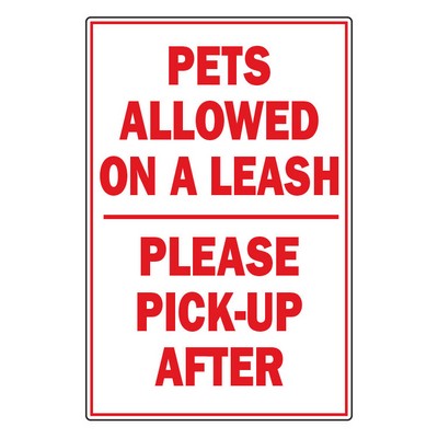 12" x 18" 3MM Komatex Sign - Pets Allowed On Leash