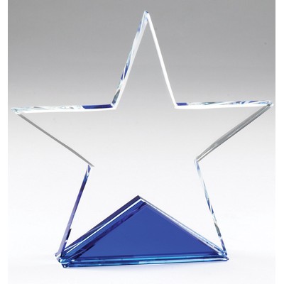 Optic Crystal Star with contrasting Blue Award - 5'' h