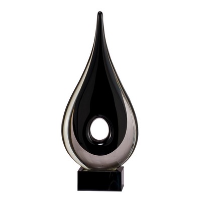 Classic Clear & Black Raindrop Inspired Art Glass Award - 12 1/2'' H