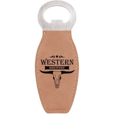 Light Brown Leatherette Bottle Opener with Magnet