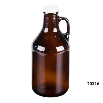 32 Oz. Amber Growler with Lid, 9"H