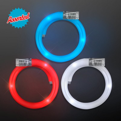 Flashing Tube Bracelets for 4th of July, Assorted Red, White & Blue - BLANK