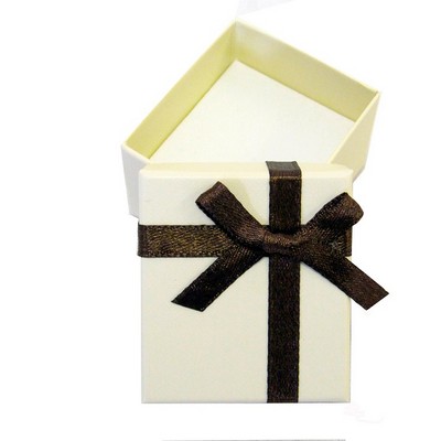 Chocolate Beige Cardboard Earring Box w/Bow