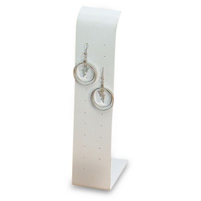 White Leatherette 8 Pair Earring Stand