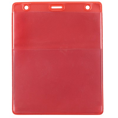 Vertical Top Load Badge Holder w/Slot &amp; Chain Holes (4.44" X 5.25")(Red)