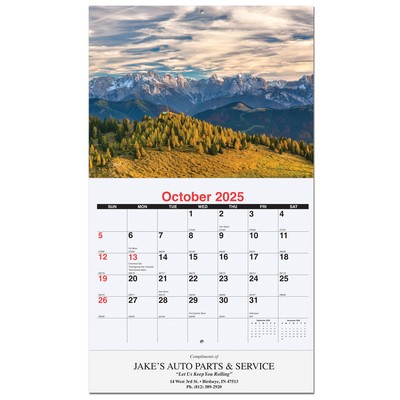 Peaceful Peaks Monthly Wall Calendar w/Staples (10 5/8"x18¼")