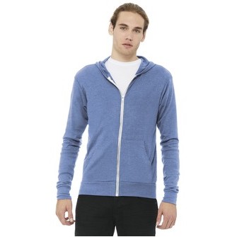 Bella+Canvas® Unisex Triblend Full Zip Lightweight Hoodie