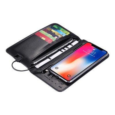 PU Leather Wallet w/6800mA Power Bank