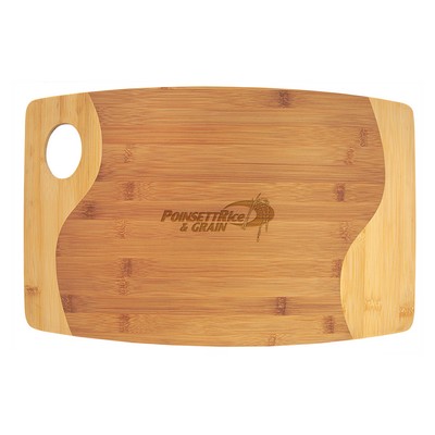 17¾" x 11¾" Bamboo Two Tone Cutting Board w/ Handle