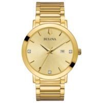 Bulova Men's Gold-ton Watch with Diamonds