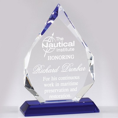 Optical Arrowhead Crystal Award w/Blue Base (7 ¾" x 5")