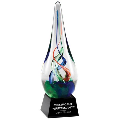 8 ¼" Art Sculpture Multi-Color Blown Glass Tear Drop Award