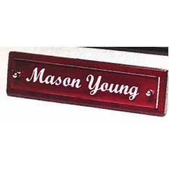 Airflyte® Rosewood Piano-Finish Nameplate w/Acrylic Engraving Plate & 2 Silver Posts