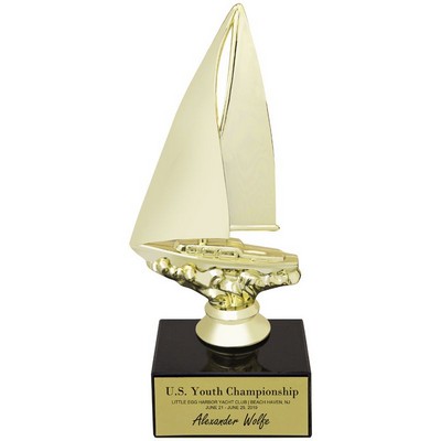 9 ½" Sailboat Figure Trophy w/Black Marble Base