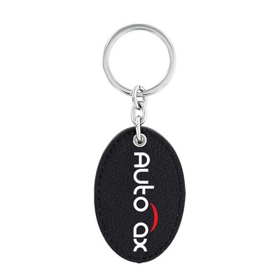 Oval Shape Black Leather Key Chain (Domestic Production)