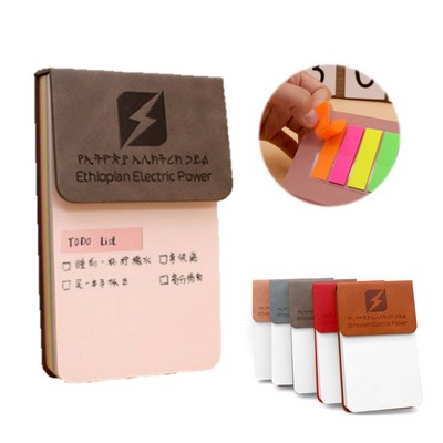 Half Cover PU Portable Rainbow Memo Pad