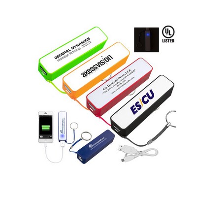 Plastic 2200/2600 mAh Cobra Power Bank w/ Key Ring + Cable