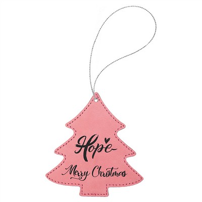 Pink Laserable Leatherette Tree Ornament, 4"x4"