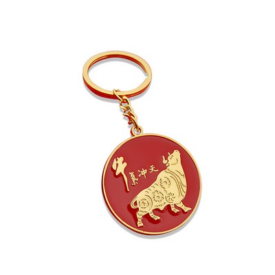 Custom Round Shaped Zinc Alloy Keychain Imitation Enamel Keychain- One Side Printing