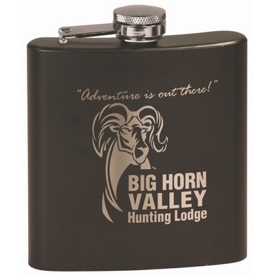 6 oz. Matte Black Laserable Stainless Steel Flask