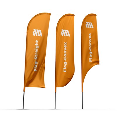 9' Advertising Flag with Ground Spike or Cross Base – Free Shipping (Double-Sided Print)