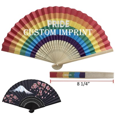 Double Side Printed Foldable Paper Bamboo Fan