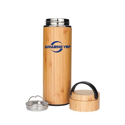 Woodgrain Cascade Stainless Bottle W/ Silicone Strap 17oz.